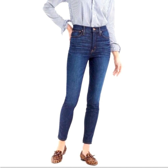 J Crew Toothpick Jeans Cropped Dark Wash High Waist Size 28 - Picture 1 of 5